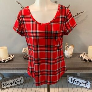 No Boundaries Red Plaid Short Sleeve Tee